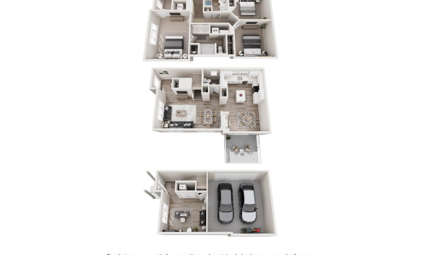 Bella - 3 bedroom floorplan layout with 2.5 bathrooms and 2138 square feet