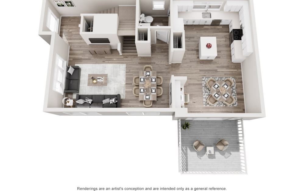 Bella - 3 bedroom floorplan layout with 2.5 bathrooms and 2138 square feet (Floor 2, 3D)