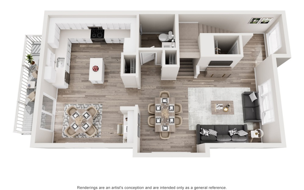 Amore - 3 bedroom floorplan layout with 2.5 bathrooms and 2070 square feet (Floor 2, 3D)